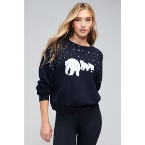 Wildfox Coca-Cola Polar Bears Fifi Jet Black Crewneck Sweatshirt Size XL NWT